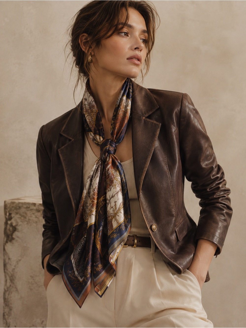 Vintage Chocolate Brown Faux Leather Blazer | Tailored Jacket | Women’s M